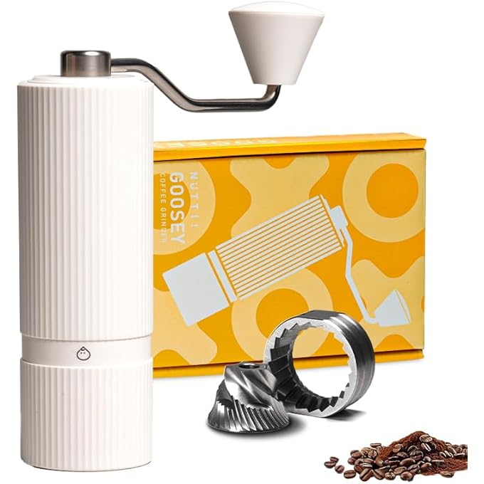 AOOEDDI Nuttii Manual Coffee Grinder Cnc Stainless Steel Conical Burrs Internal Adjustable Settings For Even Grinding Series Handheld Grinder Suitable For GiftsWhite - Image 1