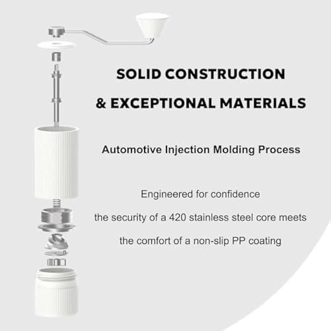 AOOEDDI Nuttii Manual Coffee Grinder Cnc Stainless Steel Conical Burrs Internal Adjustable Settings For Even Grinding Series Handheld Grinder Suitable For GiftsWhite - Image 4