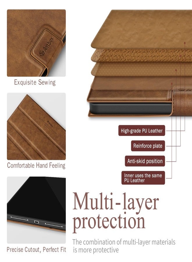 Antbox Case for iPad (A16) 11th (11'')/ 10th Generation (10.9'') High Grade Skin-Touch Vegan Leather with Built-in Pencil Holder Auto Sleep/Wake Function (Tan) - Image 2