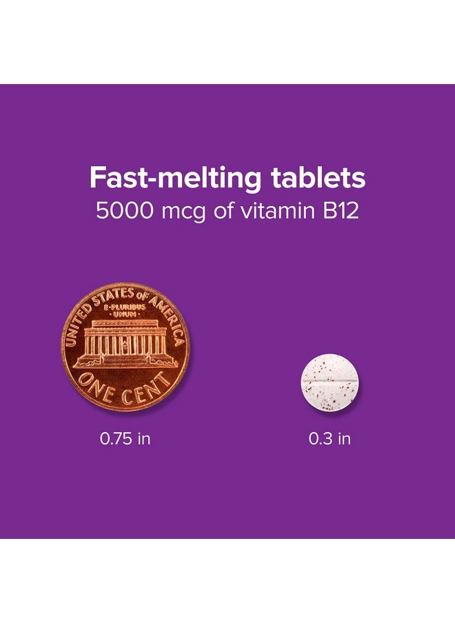 Webber naturals Vitamin B12 5000 Mcg 60 Fastmelting Quick Dissolve Tablets Supports Energy Production And Metabolism Gluten Free Nongmo Vegetarian  - Image 4