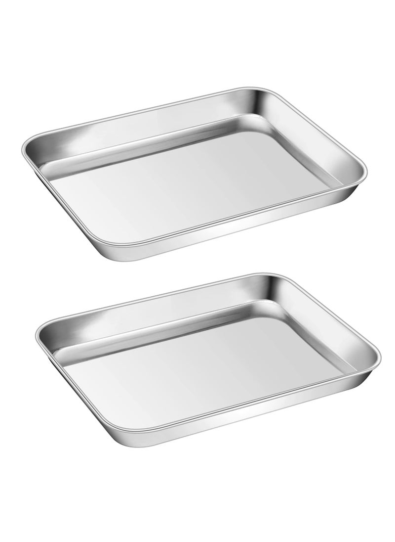 P&P CHEF PP CHEF 9 Inch Baking Cookie Sheet Oven Pan Tray Stainless Steel Sheet Pan for Kitchen Oven Bakeware for Multi Uses Shiny Look  Dishwasher Safe Healthy  Heavy Duty 2Pcs 
