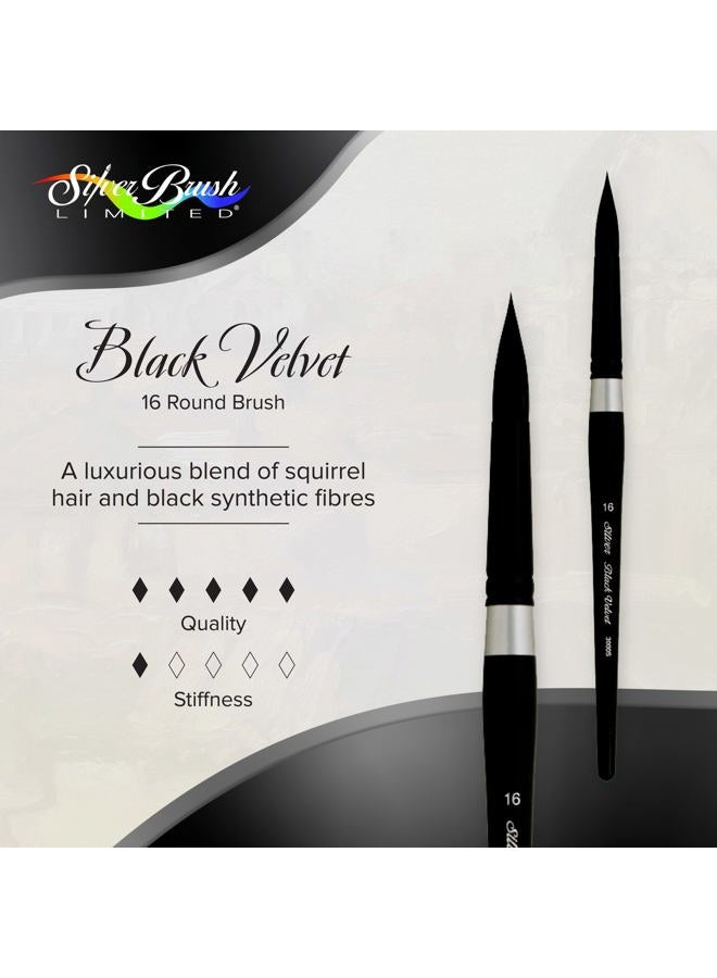 Silver Brush Limited 3000S-16 Black Velvet Round Paintbrush for Watercolor, Gouache, Inks, & Dyes, Size 16, Short Handle - Image 2