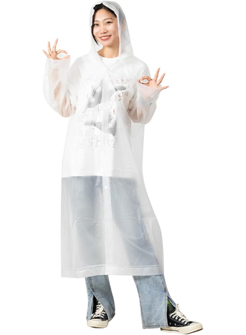 VUSIGN Unisex Raincoat – White EVA Waterproof Coat with Multi-Button Design & Adjustable Hood, Lightweight & Reusable – VS4072-WH