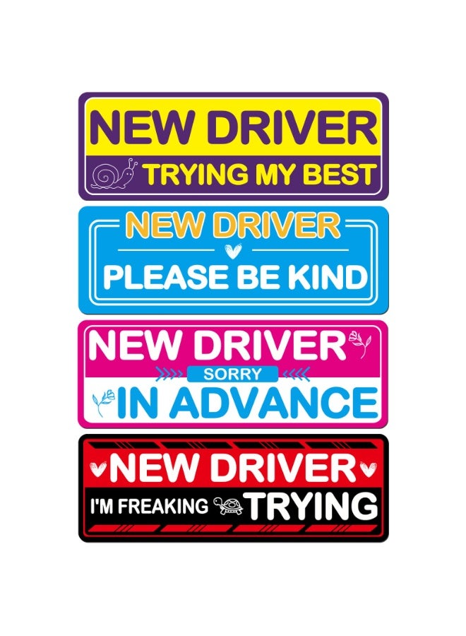 Halamodo 4Pcs Student Driver Magnetic Car Stickers for Beginners, New Magnetic Student Driver Stickers Signs for Car, Bumper Safety Decoration Supplies, Suitable for Students and Novices as Auxiliary Equipment - Image 1