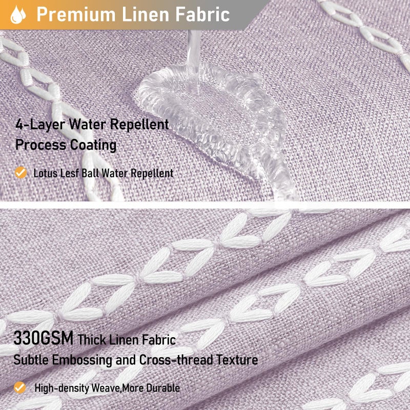 BTTN Boho Farmhouse Shower Curtain, Linen Rustic Weighted Striped Fabric with Tassel, Water Repellent, Modern Bohemian Vintage Country Cloth for Bathroom, Lavender, 72x72 - Image 4