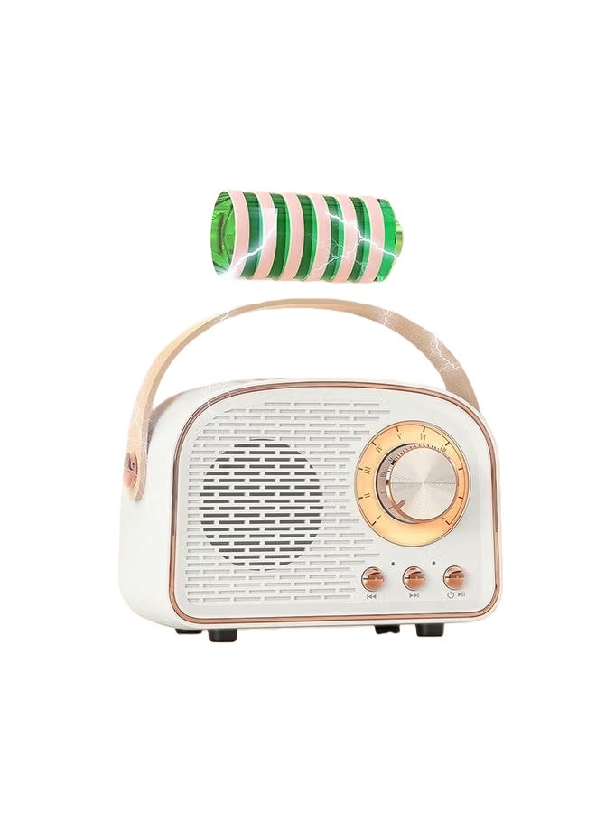 Retro Bluetooth Speaker,Wireless Vintage Speaker For Android/iOS Devices,Portable Bluetooth Speaker Supports FM/TF Card/AUX,Old Fashion Style For Kitchen Desk Bedroom Office Outdoor,Beige - Image 4