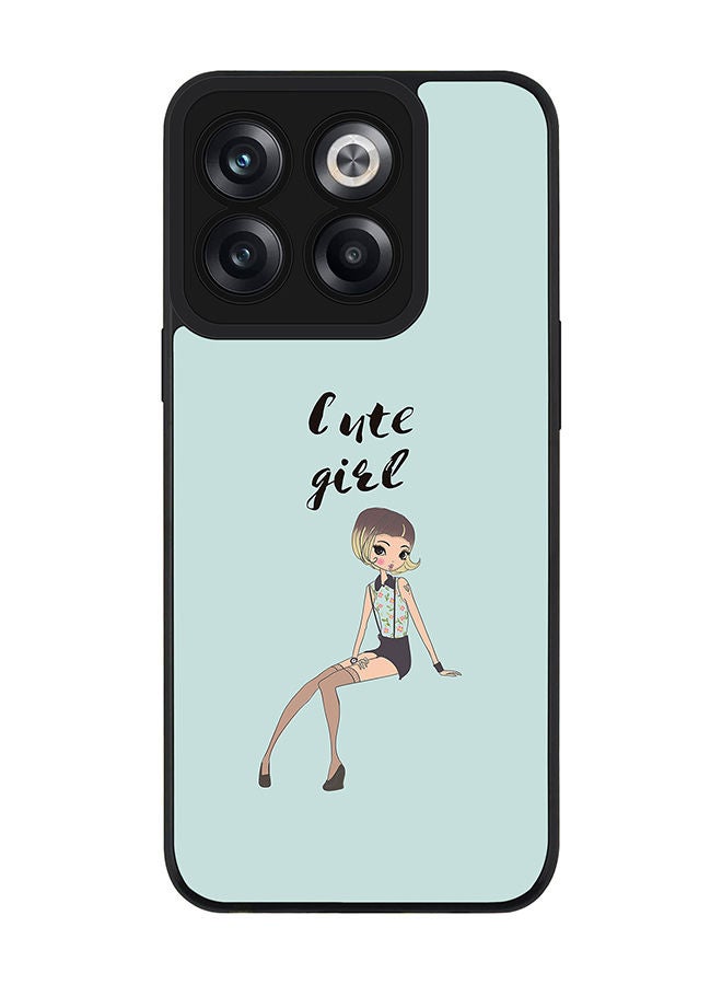 Stylizedd Rugged Black edge case for OnePlus 10T Slim fit Soft Case Flexible Rubber Edges Anti Drop TPU Gel Thin Cover - Shy Cute Girl - Image 1