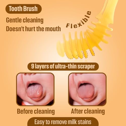 Tony Stark Baby Oral Cleaning Brush 2 In 1 Toothbrush Tongue Brush Bpa Free Soft Silicone Bristle Oral Care Toothbrush For Baby 6 Month To 24 Months With Storage Box - Brown - Image 4