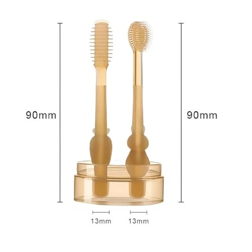 Tony Stark Baby Oral Cleaning Brush 2 In 1 Toothbrush Tongue Brush Bpa Free Soft Silicone Bristle Oral Care Toothbrush For Baby 6 Month To 24 Months With Storage Box - Brown - Image 2