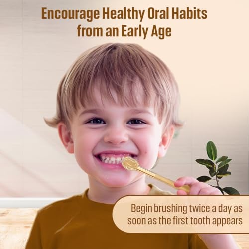 Tony Stark Baby Oral Cleaning Brush 2 In 1 Toothbrush Tongue Brush Bpa Free Soft Silicone Bristle Oral Care Toothbrush For Baby 6 Month To 24 Months With Storage Box - Brown - Image 5