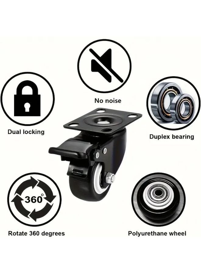 4Pcs 1 5 Inch Heavy Duty Industrial Swivel Casters With Brake Universal Wheel - Image 5