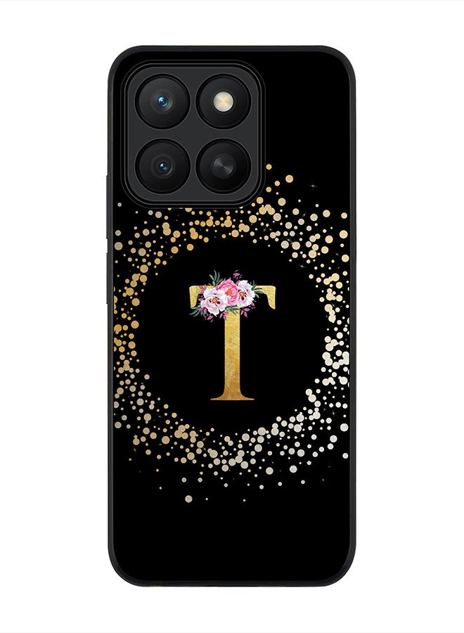 Stylizedd For Honor X8c Case,Slim fit Camera Protection, Shockproof Thin Phone cover  - Custom Monogram Floral - T ( Black )