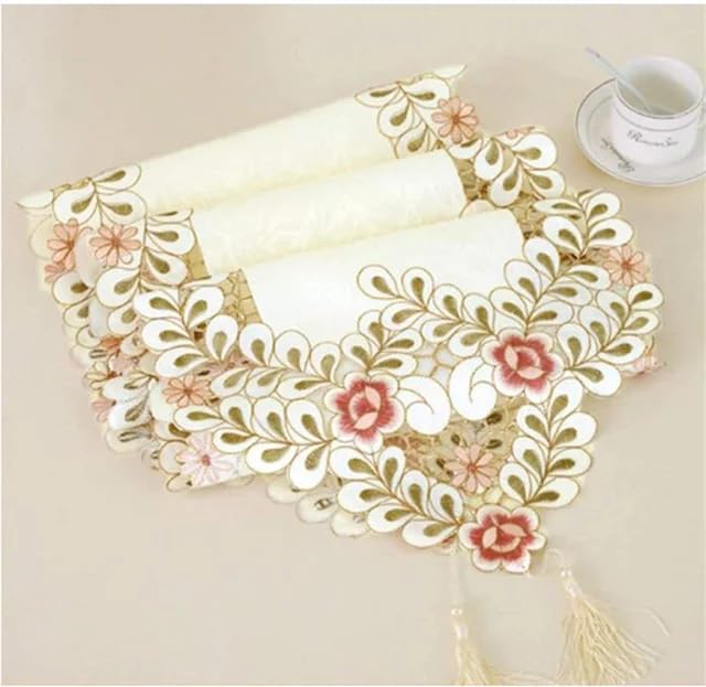 MONKDECOR Satin Embroidery Floral Design Dining Table Runner (Size-15x70 Inches) Design-03 - Image 3