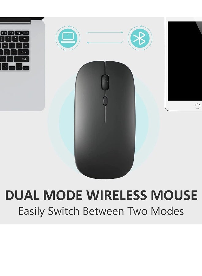Wireless Mouse Rechargeable Compatible with Bluetooth Mouse 2.4G Slim Dual Mode Cordless Mouse 800/1200/1600 DPI Silent Computer Mice with USB Type C Receiver Compatible with PC Laptop - Image 2