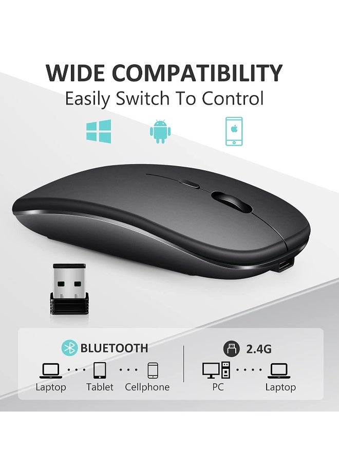 Wireless Mouse Rechargeable Compatible with Bluetooth Mouse 2.4G Slim Dual Mode Cordless Mouse 800/1200/1600 DPI Silent Computer Mice with USB Type C Receiver Compatible with PC Laptop - Image 4