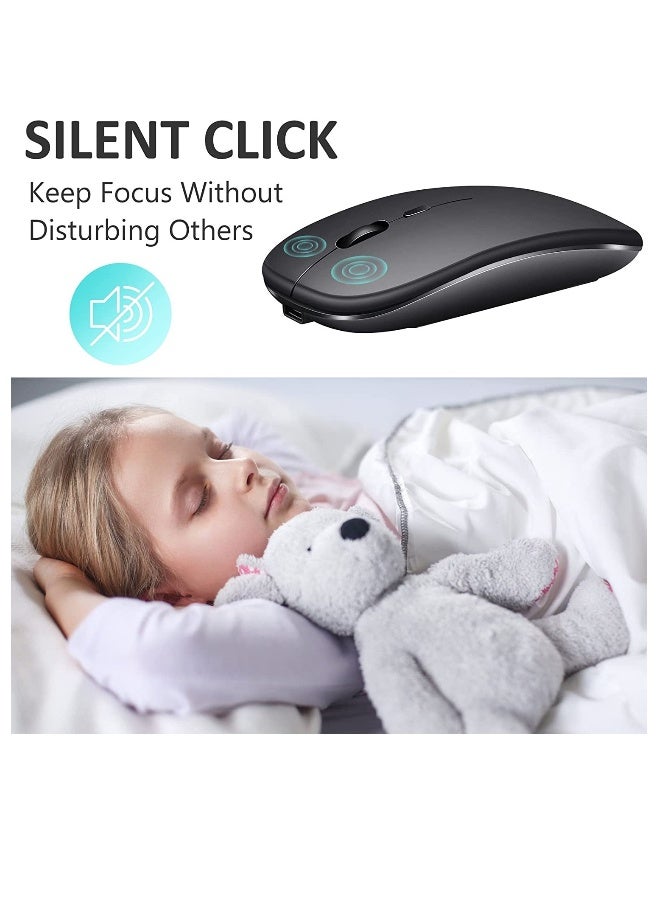 Wireless Mouse Rechargeable Compatible with Bluetooth Mouse 2.4G Slim Dual Mode Cordless Mouse 800/1200/1600 DPI Silent Computer Mice with USB Type C Receiver Compatible with PC Laptop - Image 3