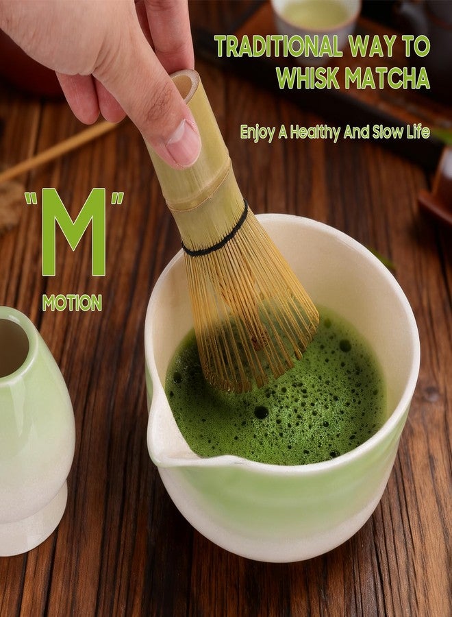 TURIMON Matcha Whisk Set with Ceramic Matcha Bowl, Stainless Steel Sifter, Bamboo Scoop, Whisk Holder & Bamboo Whisk - 5-Piece Matcha Set for Matcha Tea Lovers (Gradient Green) - Image 3