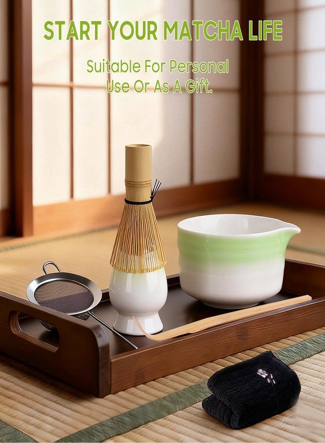 TURIMON Matcha Whisk Set with Ceramic Matcha Bowl, Stainless Steel Sifter, Bamboo Scoop, Whisk Holder & Bamboo Whisk - 5-Piece Matcha Set for Matcha Tea Lovers (Gradient Green) - Image 2