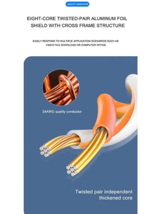 ستارجولد CAT6 High-Speed Ethernet Patch Cable 3M | RJ45 LAN Network Cable for Router, Modem, PC, Laptop & Gaming | Durable, Stable, Fast Internet Connection with Shielded Design – Orange - Image 2