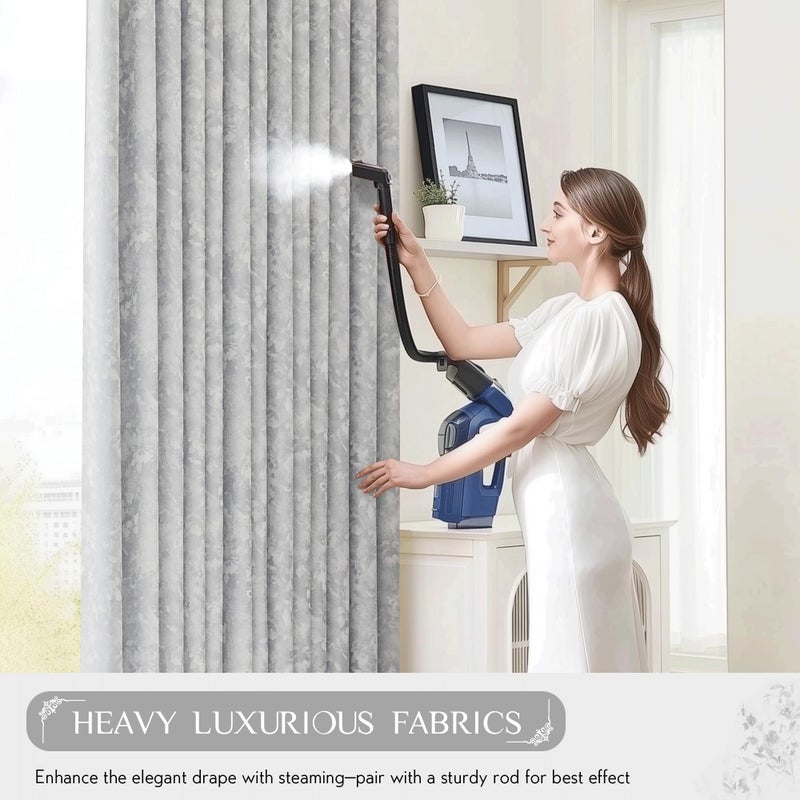 Beauoop Grey Floral Jacquard Blackout Curtains 84 Inches Long 2 Panels for Bedroom Living Room Gray Flower Chenille Room Darkening Thermal Insulated Soundproof Grommet Window Treatments Drapes, 52x84 - Image 5