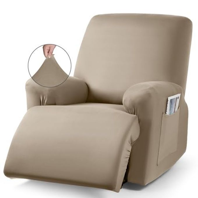 TAOCOCO Recliner Chair Covers Stretch Polyester Fabric 3-Piece for Large Recliners, Soft, Breathable and Skin-Friendly Furniture Protector Fits Most Recliner Sizes (Taupe) - Image 4