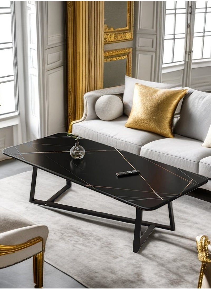 Rectangular Coffee Table with Steel Frame Legs and Stylish Large Desktop, Stable Load-bearing Light Luxury Creative Tea Table, Suitable for Living Room, Office and Reception Room 120 x 60 x 45 cm - pzsku/ZA9F32F66931719BB0D8CZ/45/_/1704169634/d547de29-1e37-4dc2-b1be-03151f43fb2f