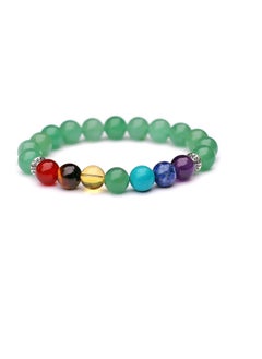 REBUY Green Aventurine Bracelet Crystal Healing Gemstone Bracelet 7 Chakra Bracelet Chakra Stone Jewelry for Men & Women, Color Multi, Bead Size 8 MM