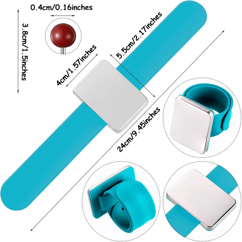 WILLBOND Magnetic Wrist Sewing Pincushion with 100 Pieces 1.5 Inch Ball Head Sewing Pins Set Wrist Magnetic Pin Holder Gift Supplies(Blue) - Image 2
