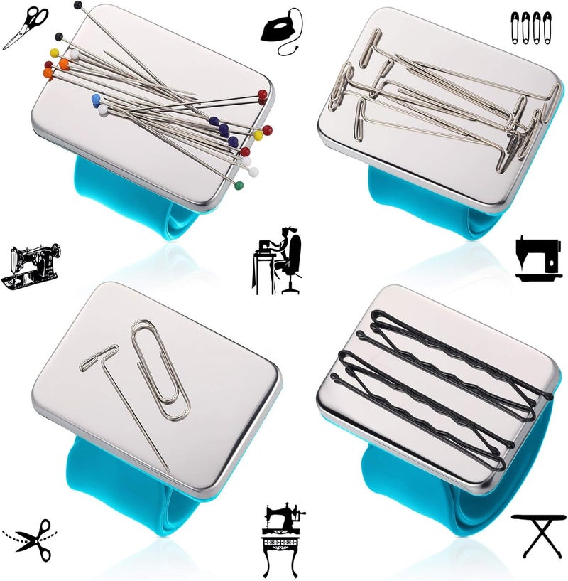 WILLBOND Magnetic Wrist Sewing Pincushion with 100 Pieces 1.5 Inch Ball Head Sewing Pins Set Wrist Magnetic Pin Holder Gift Supplies(Blue) - Image 4