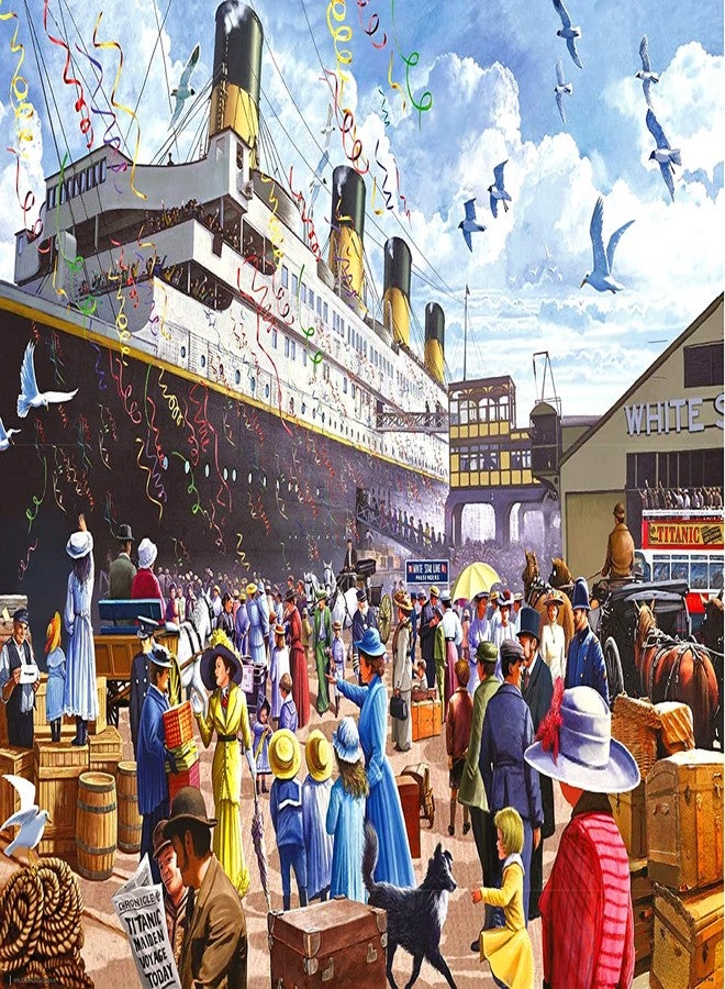 CHengQiSM 1000 Pieces Jigsaw Puzzles for Adults R.M.S. Titanic Puzzles Cruise Ship Oil Painting Jigsaw Puzzle Challenging Puzzles Intellectual Educational Game Toys for Kids Teens - Image 1