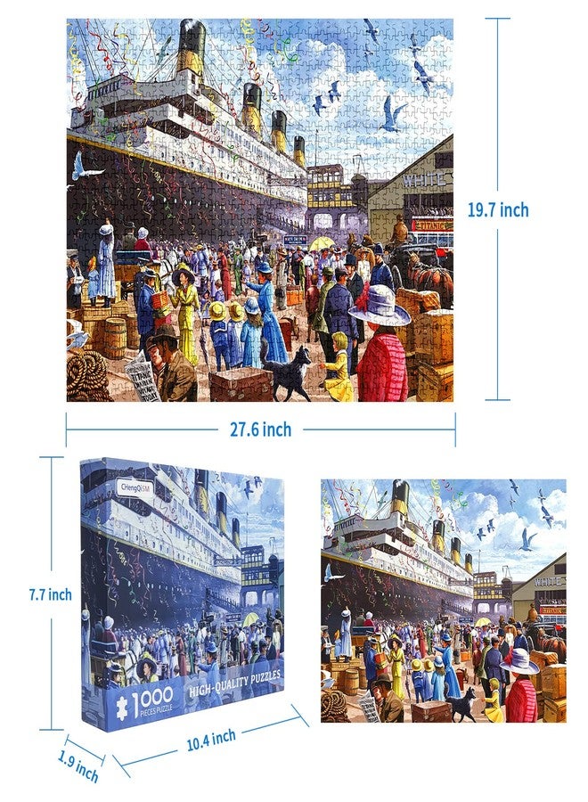CHengQiSM 1000 Pieces Jigsaw Puzzles for Adults R.M.S. Titanic Puzzles Cruise Ship Oil Painting Jigsaw Puzzle Challenging Puzzles Intellectual Educational Game Toys for Kids Teens - Image 3