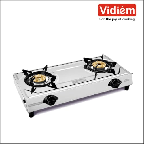 Vidiem Victor Stainless Steel Gas Stove 2 Burner| Brass Burners | Mirror Finish | Large Cooking Space | Anti-Rust | High Efficiency | ISI Certified | 5 Year Warranty - Image 2