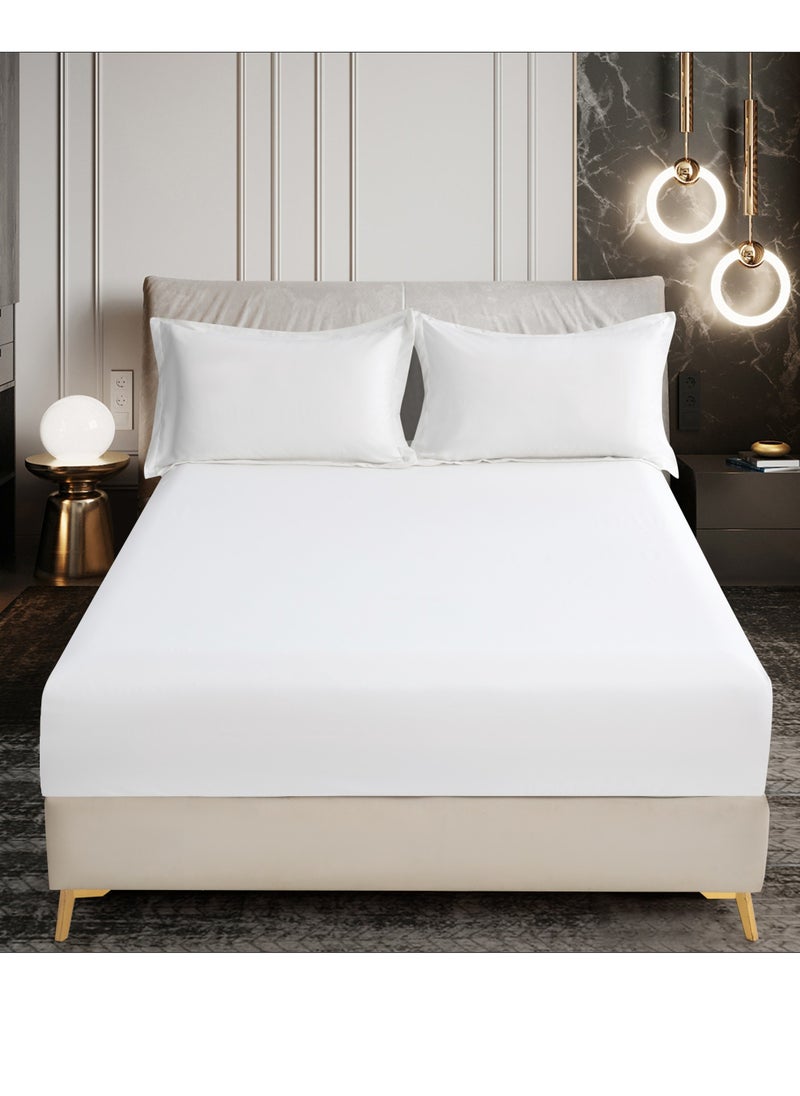 Donetella Bedding Fitted Sheet - Fits 120x200 Cm For Twin Bed 2 Pcs (1 Fitted Sheet and 1 Pillowcase) - 30 Cm Deep Pocket - Solid Bed Sheet  - Image 1