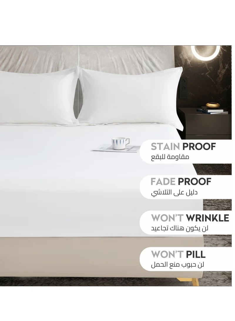 Donetella Bedding Fitted Sheet - Fits 120x200 Cm For Twin Bed 2 Pcs (1 Fitted Sheet and 1 Pillowcase) - 30 Cm Deep Pocket - Solid Bed Sheet