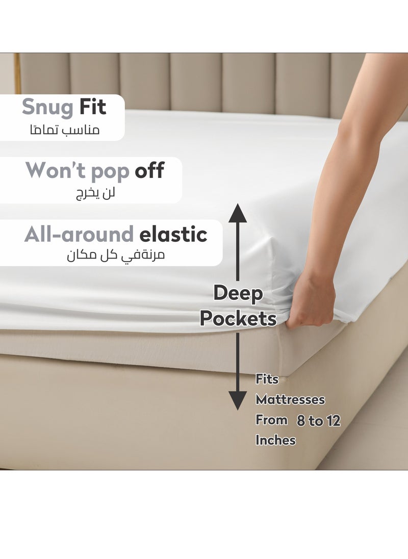 Donetella Bedding Fitted Sheet - Fits 120x200 Cm For Twin Bed 2 Pcs (1 Fitted Sheet and 1 Pillowcase) - 30 Cm Deep Pocket - Solid Bed Sheet  - Image 2