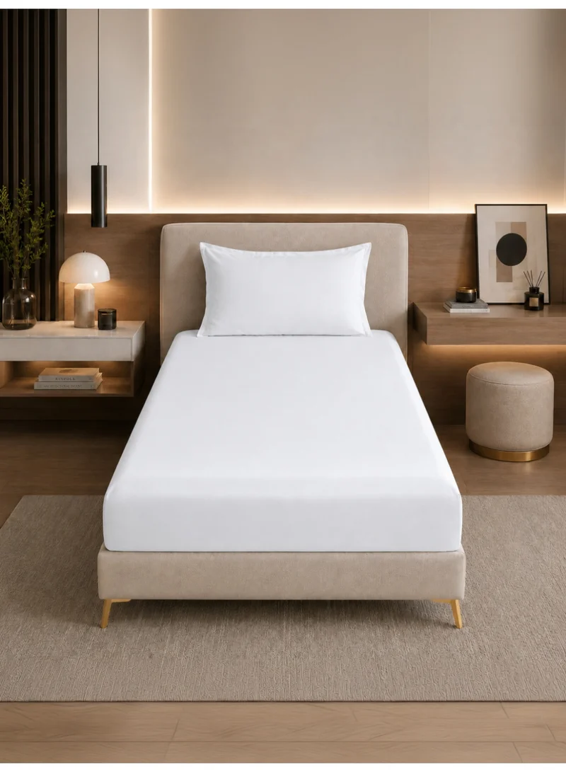 Donetella Bedding Fitted Sheet - Fits 120x200 Cm For Twin Bed 2 Pcs (1 Fitted Sheet and 1 Pillowcase) - 30 Cm Deep Pocket - Solid Bed Sheet