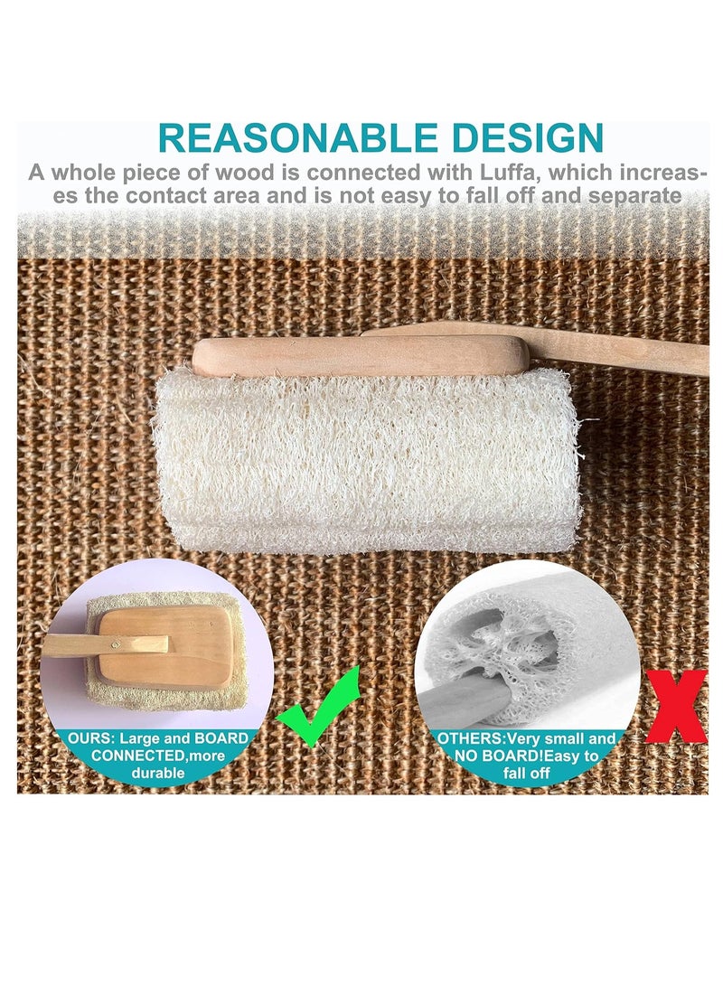 Mr.Cui'shop 2 Pack Natural Exfoliating Loofah luffa loofa Bath Brush On a Stick - with Long Wooden Handle Back Brush for Men & Women - Shower Sponge Body Back Scrubber - Image 3
