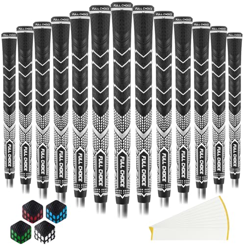 Full Choice Rubber Golf Grips 13 Pack, High Traction and Feedback, Non-Slip, Advanced Texture Control, 13 Grips Set, white, Standard Size, RG01 Golf Club Grips - Image 1