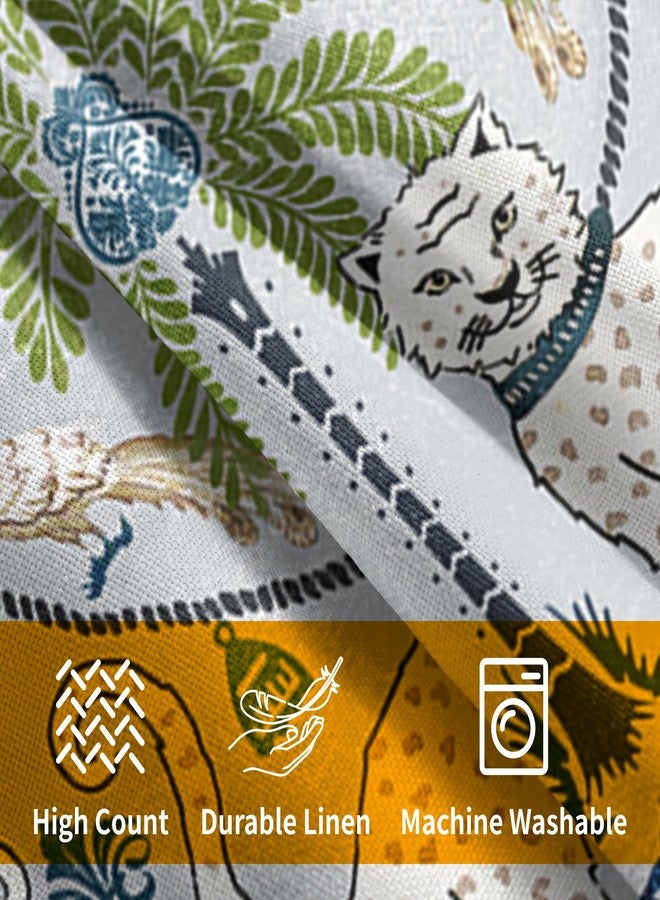 aportt Animal Print Leopard Tropical Tree Pillow Covers 20X20 Inch Set of 2 Vintage Asian Bird Decorative Pillow Cases Green White Grey Cotton Linen Cushion Case Farmhouse Home Decor For Sofa Couch Bed - Image 4