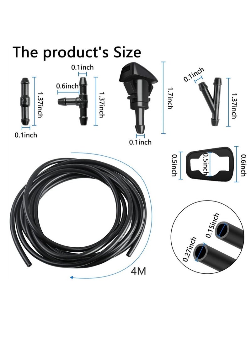 Generic - Windshield Washer Nozzles Replacement Kit for Chrysler Dodge Ram Windshield Washer Nozzle Hose Kit with 157-Inch Windshield Fluid Hose 2 Sprayer Nozzels with Gaskets 6 Hose Connector - Image 1