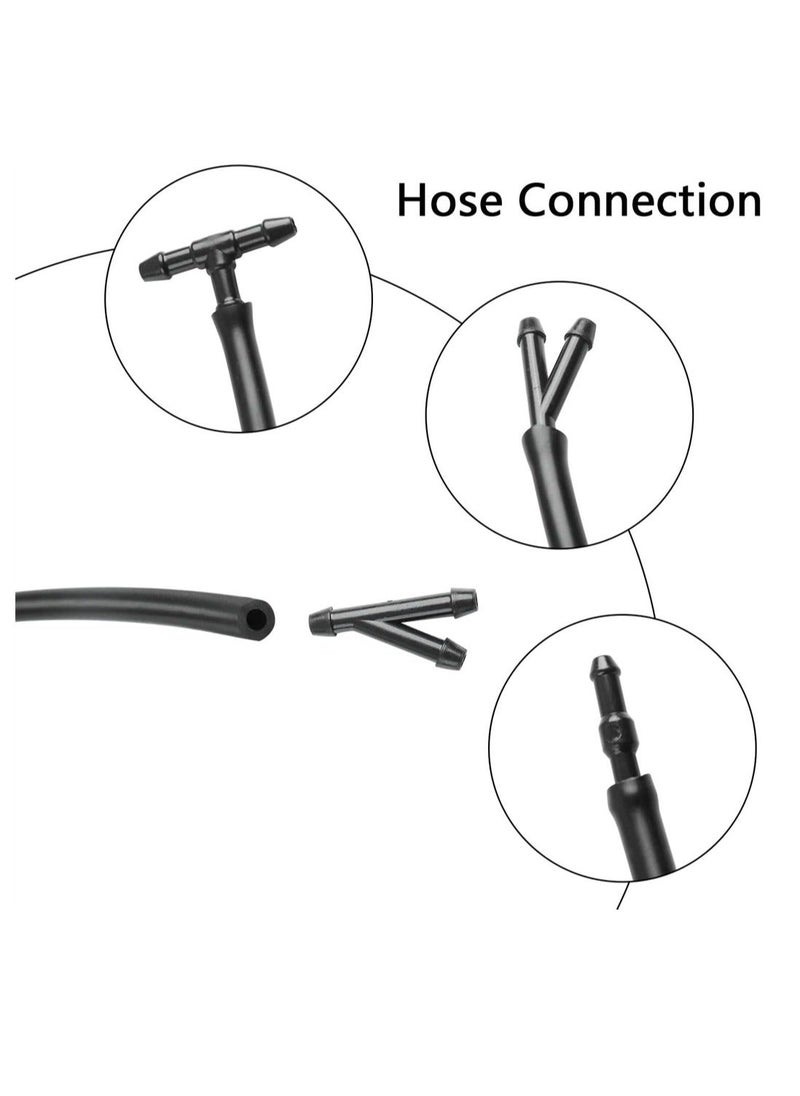 Generic - Windshield Washer Nozzles Replacement Kit for Chrysler Dodge Ram Windshield Washer Nozzle Hose Kit with 157-Inch Windshield Fluid Hose 2 Sprayer Nozzels with Gaskets 6 Hose Connector - Image 1