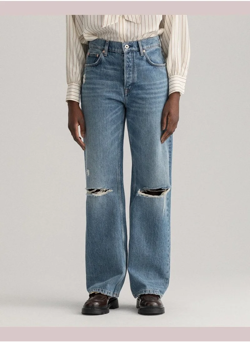 GANT GANT Relaxed Straight Leg High-Waisted Rip Jeans