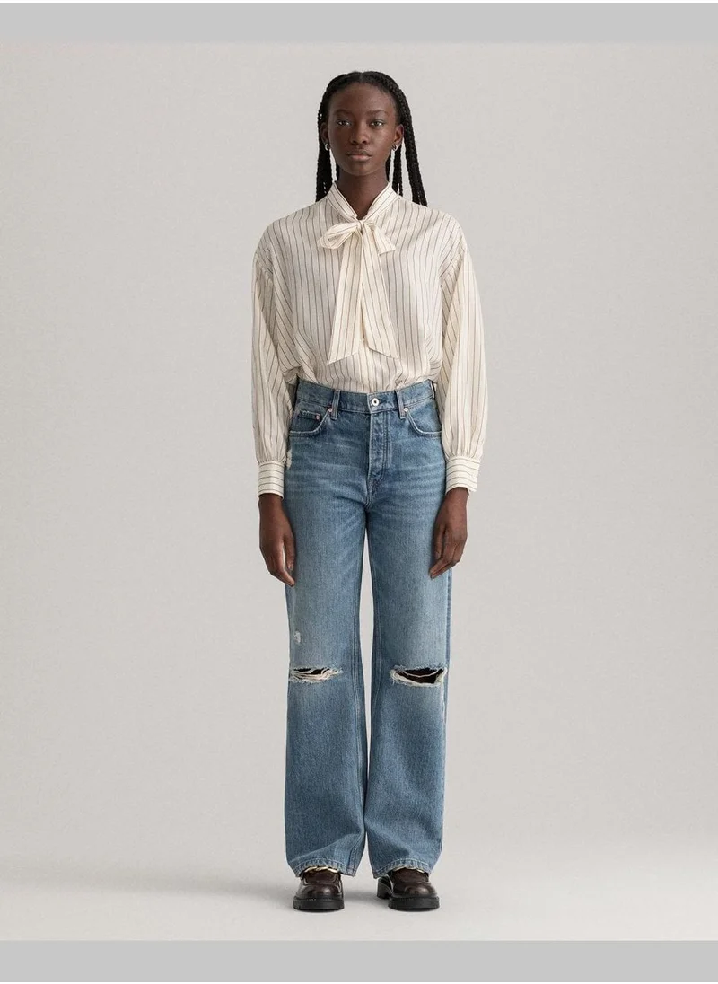 غانت GANT Relaxed Straight Leg High-Waisted Rip Jeans