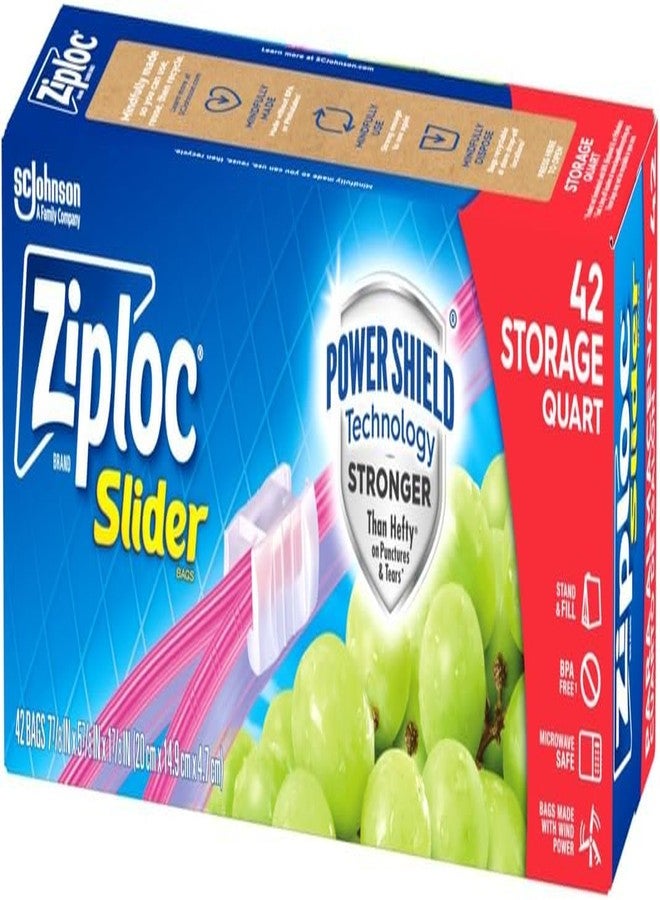 Ziploc Slider Storage Bag, Quart Value Pack, 42 Count (Pack of 3) - Image 1