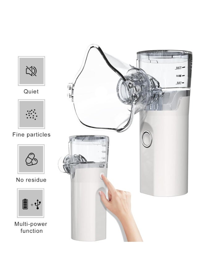 MESH New Mini Nebulizer Machine for Adults & Kids, Upgrade Portable Nebuliser USB Rechargeable Handheld Nebuliser with 2 Mask, 2 Adjustable Atomization Steam Inhaler for Home, Reusable, Silent and Ultrasonic Micro-grid Electronic Atomizer - Image 5