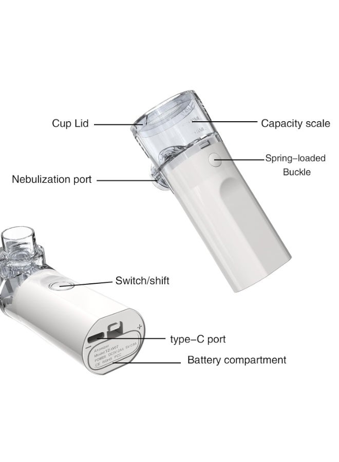 MESH New Mini Nebulizer Machine for Adults & Kids, Upgrade Portable Nebuliser USB Rechargeable Handheld Nebuliser with 2 Mask, 2 Adjustable Atomization Steam Inhaler for Home, Reusable, Silent and Ultrasonic Micro-grid Electronic Atomizer - Image 3