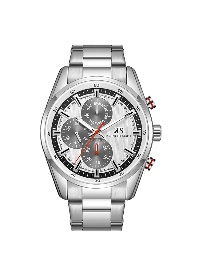 KENNETH SCOTT Men's Stainless Steel Multi Function Watch K24117-SBSW - 47 mm