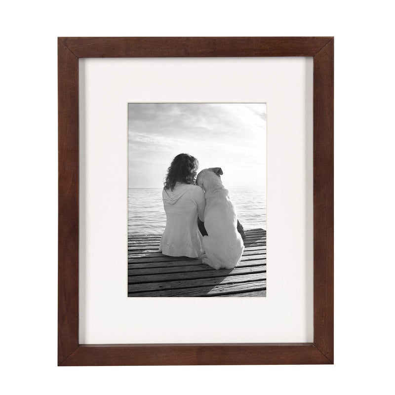 DesignOvation Gallery Wood Photo Frame Set for Customizable Wall or Desktop Display, Walnut Brown 8x10 matted to 5x7, Pack of 4 - Image 2