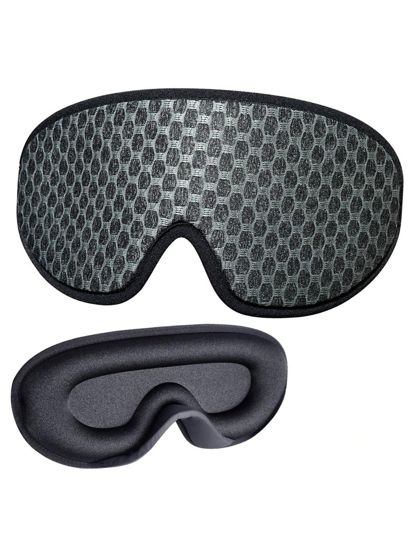 SYOSI 2PCS Black Sleep Eye Mask for Men and Women, Advanced 3D Contoured Memory Foam, 100% Light Blocking, Zero Pressure Blindfold, Ideal for Travel, Noon Break, Yoga - Adjustable and Comfortable - Image 1