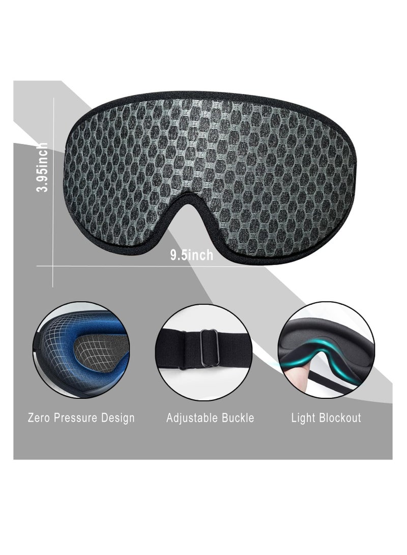 SYOSI 2PCS Black Sleep Eye Mask for Men and Women, Advanced 3D Contoured Memory Foam, 100% Light Blocking, Zero Pressure Blindfold, Ideal for Travel, Noon Break, Yoga - Adjustable and Comfortable - Image 4